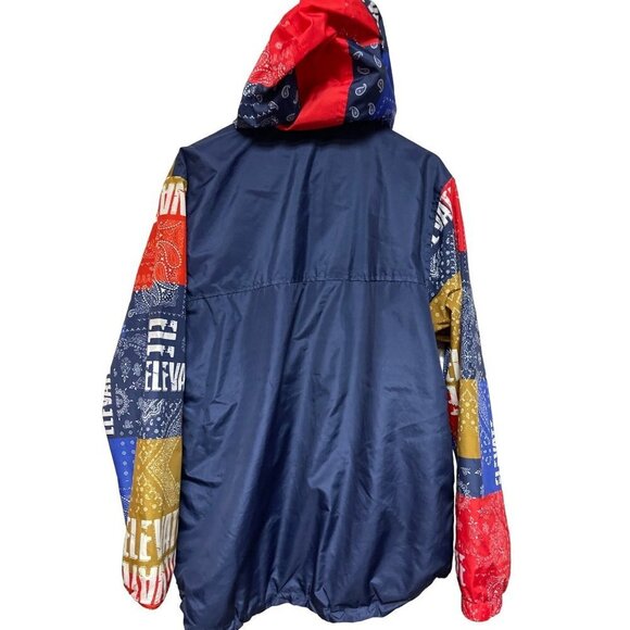 Elevate Mixed Print Spell Out Pull Over 1/2 Zip Hoodie Windbreaker Jacket Men's - Picture 3 of 9